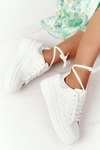 Sportowe Buty Sneakersy Na Platformie Biało-Srebrne Shine Bright