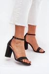 Błyszczące Sandały Damskie Na Słupku Czarne Kavina