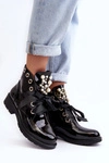 Lakierowane Zdobione Botki Czarne Sirdre