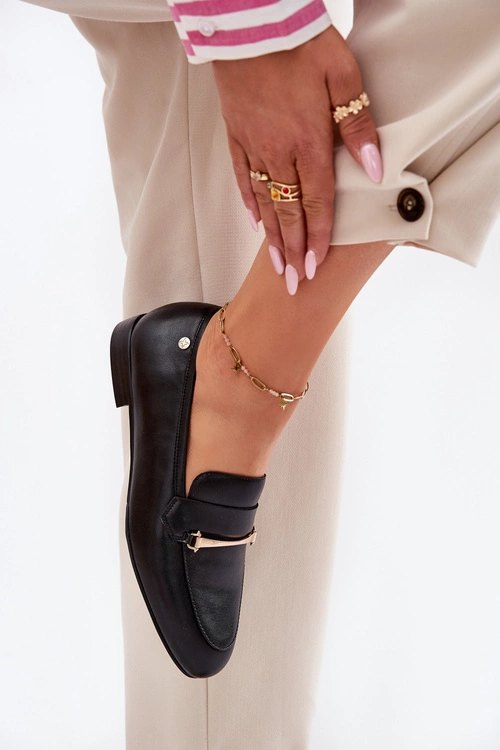 Skórzane Półbuty Mokasyny Damskie Maciejka K6809-01 Czarne