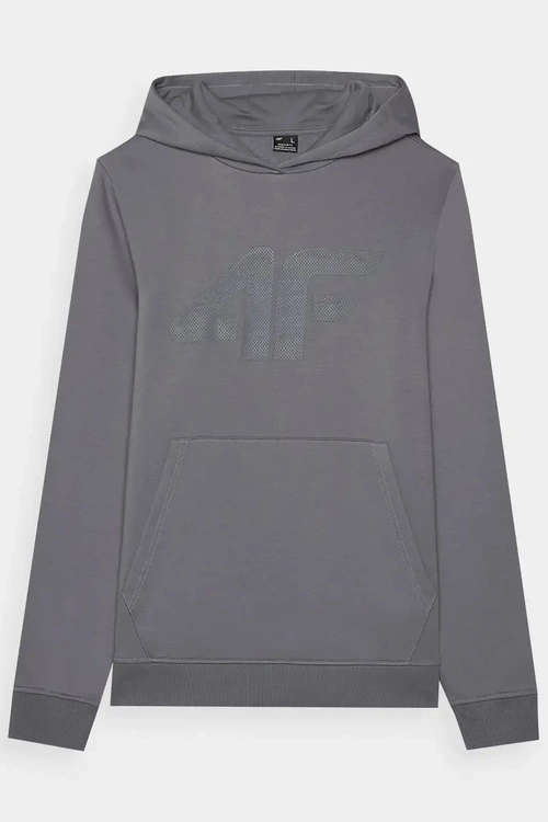 Męska Bluza Dresowa Nierozpinana Z Kapturem 4FWMM00TSWSM1464-25S Szara