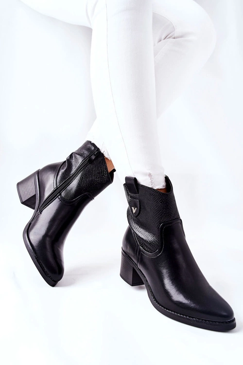 Damskie Ocieplane Botki Czarne Palile