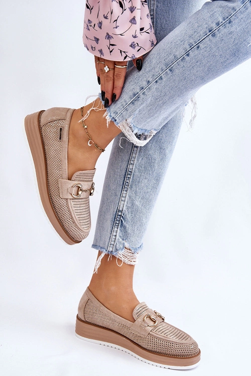 Damskie Mokasyny Na Platformie Beżowe Danny