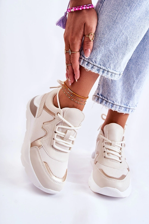 Damskie Modne Sneakersy Jasnobeżowe Allie