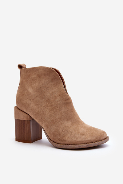 Botki Damskie Na Masywnym Obcasie Beżowe Nolira