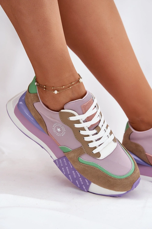 Zamszowe Sneakersy Damskie Na Platformie Big Star RR274815 HI-POLY SYSTEM Różowe