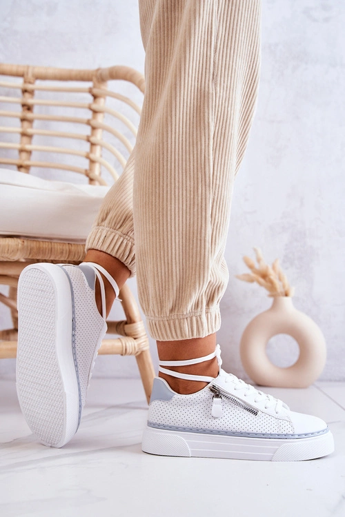 Sportowe Buty Na Platformie Biało-Niebieskie Louisa