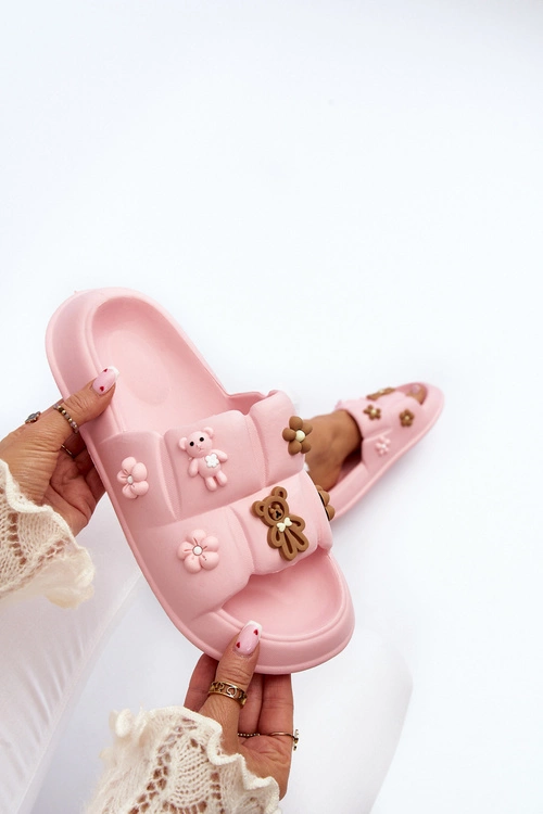 Damskie Piankowe Klapki Z Ozdobami Różowe Cambrina