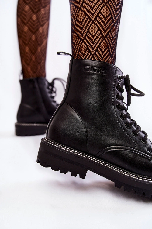 Damskie Botki Na Platformie Big Star KK274538 Czarne