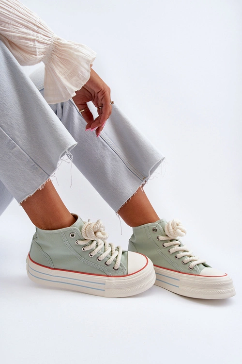 Trampki Damskie Na Platformie Miętowe Aineri