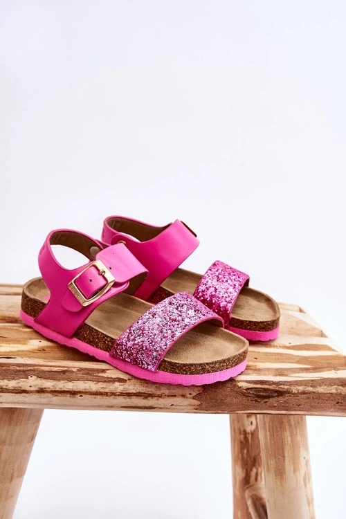 Skórzane Dziecięce Sandałki Big Star LL374135 Różowe