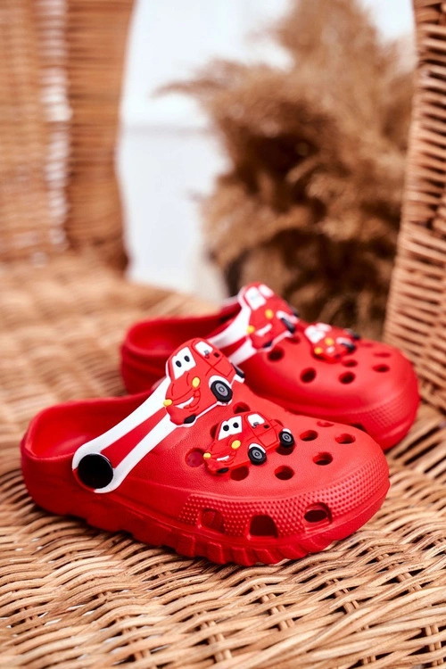 Klapki Dziecięce Piankowe Kroksy Czerwone Auta Bruno