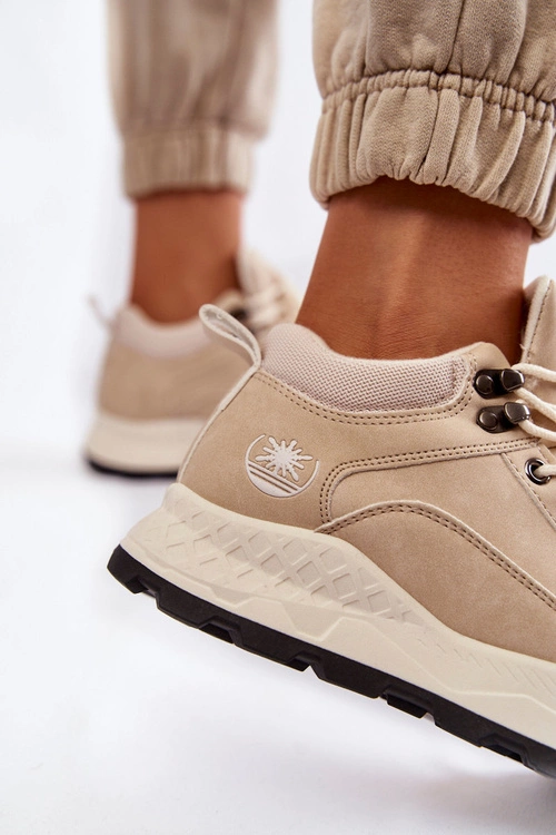 Damskie Ocieplane Buty Trekkingowe Trapery Jasnobeżowe Otto