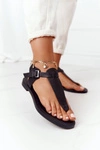 Skórzane Sandały Japonki Big Star HH274700 Czarne
