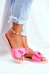 Klapki Damskie Z Kokardką Fuksja Neon Happiness