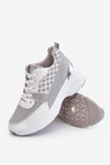 Damskie Buty Sportowe Na Platformie Biało-Szare Ferrina