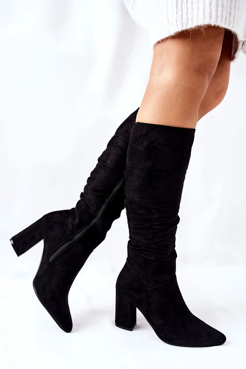 Kozaki Na Słupku Zamszowe Czarne Dorelle