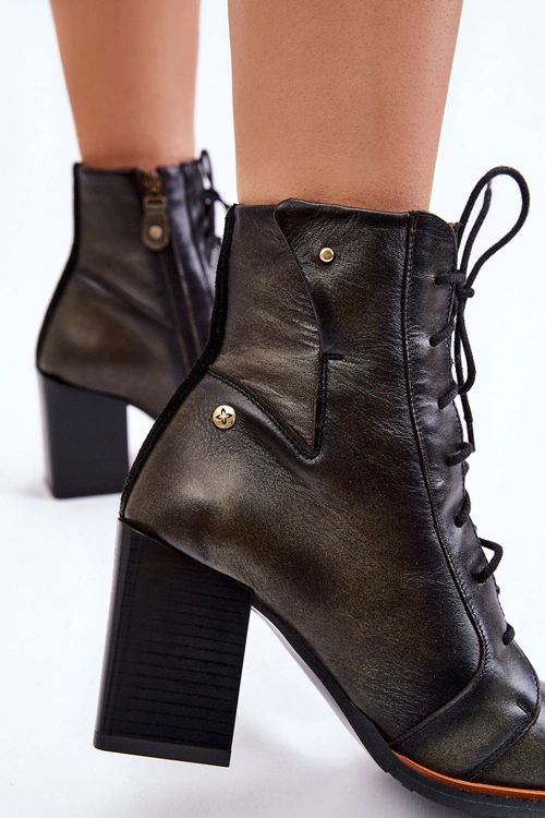 Klasyczne Skórzane Botki Sznurowane Maciejka 05667-09 Zielone