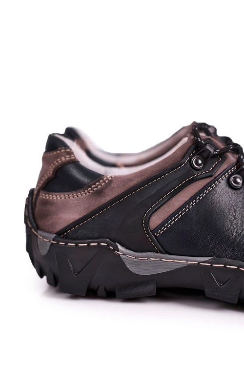 Męskie Skórzane Półbuty Trekkingowe BEDNAREK Granatowe