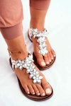Eleganckie Sandały Z Kwiatkami Białe Sunny