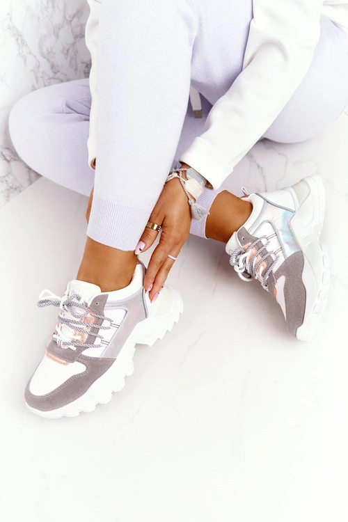 Damskie Sneakersy Na Masywnej Podeszwie Białe Power