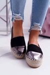 Espadryle Damskie Czarne Platforma Ringer