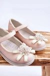 Dziecięce Balerinki Na Rzep Z Ozdobnym Kwiatem Różowe Freya