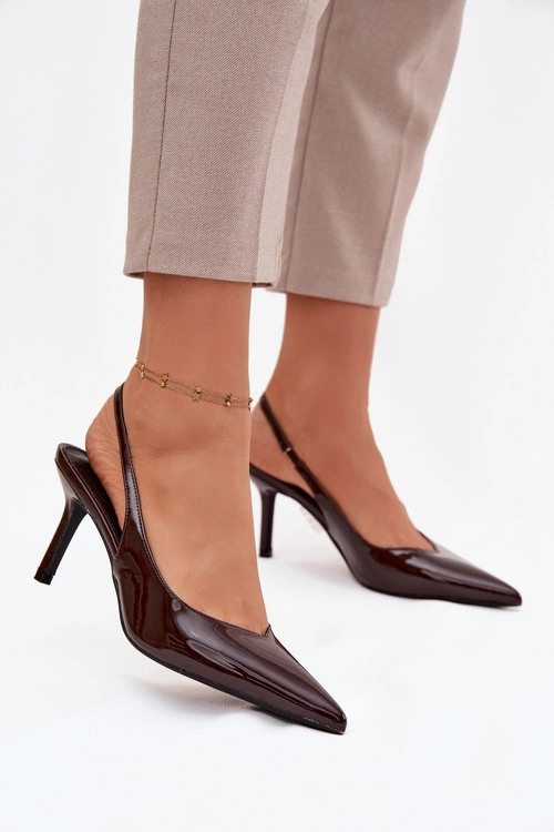 Lakierowane Czółenka Na Szpilce Czekoladowe Phelia