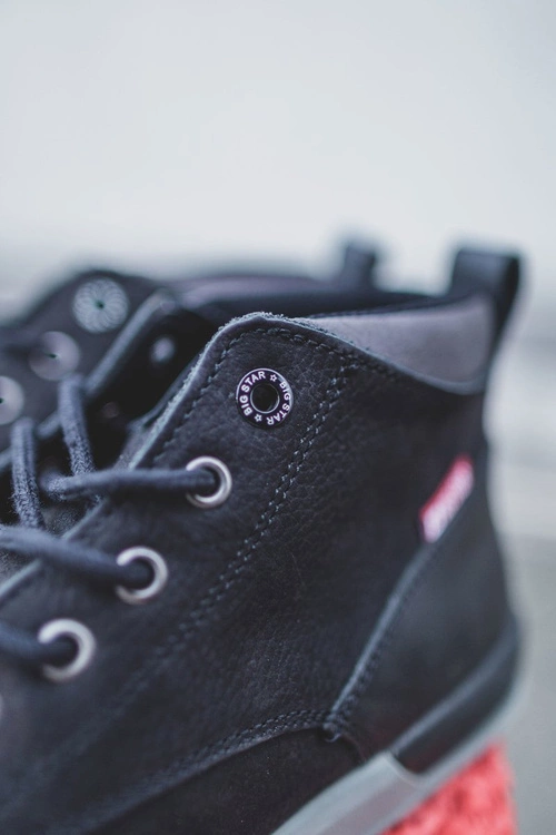 Botki Męskie Skórzane Trzewiki Big Star Czarne EE174197