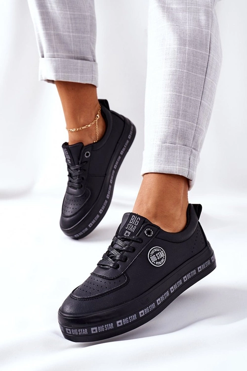 Skórzane Tenisówki Na Platformie BIG STAR II274074 Czarne