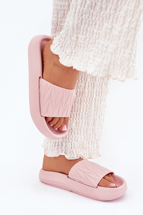 Klapki Damskie Piankowe Na Platformie Różowe Vanesha