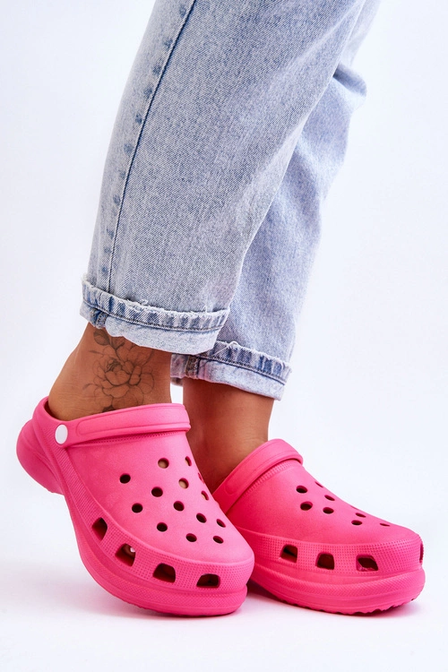 Piankowe Klapki Kroksy Na Masywnej Podeszwie Ciemnoróżowe Katniss