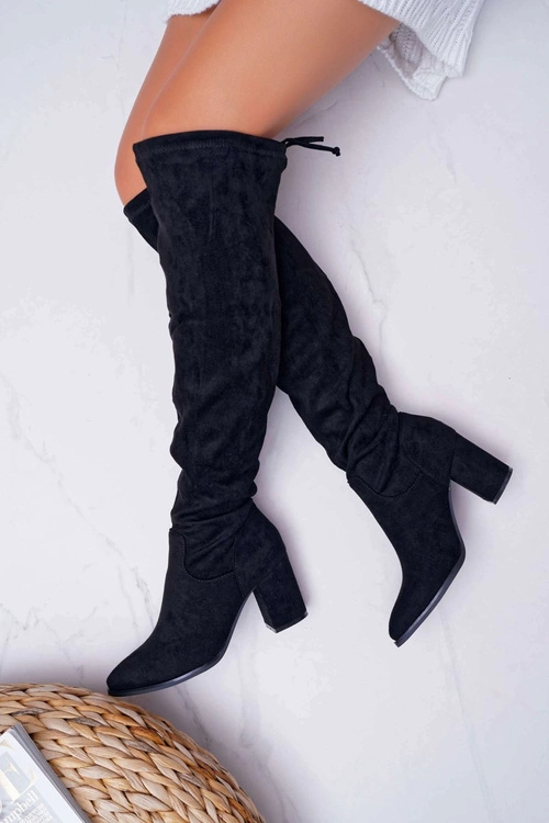 Kozaki Damskie Na Słupku Czarne Estredos