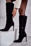 Klasyczne Zamszowe Kozaki Na Szpilce Czarne Ameya