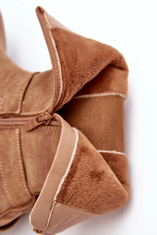 Damskie Zamszowe Ocieplane Botki Workery Camel Brinnon