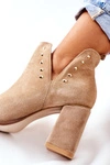 Damskie Zamszowe Botki Z Wycięciami Lewski Beżowy Piasek 3075
