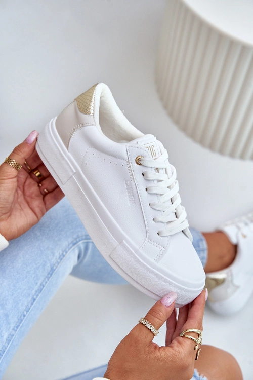 Ocieplane Trampki Damskie Na Platformie Big Star OO274A452 Białe