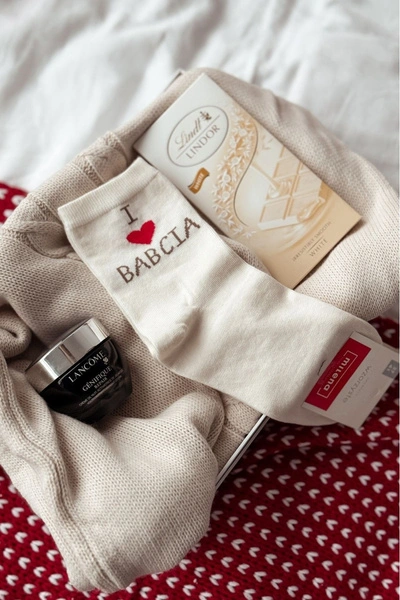 Skarpetki Damskie Z Napisem I Love Babcia Ecru