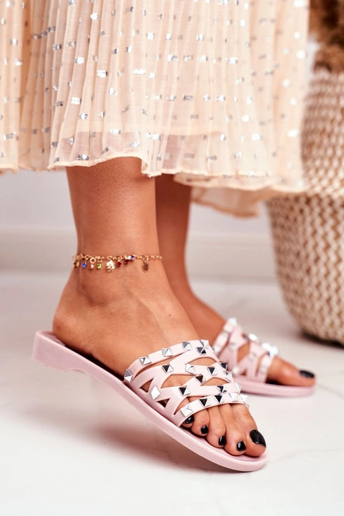 Damskie Klapki Różowe Gumowe Ćwieki Patty