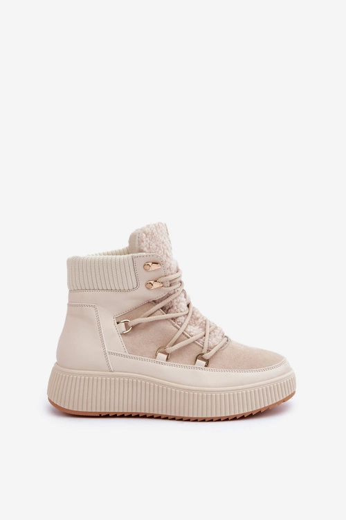 Niskie Śniegowce Na Platformie Jasnobeżowe Naliora