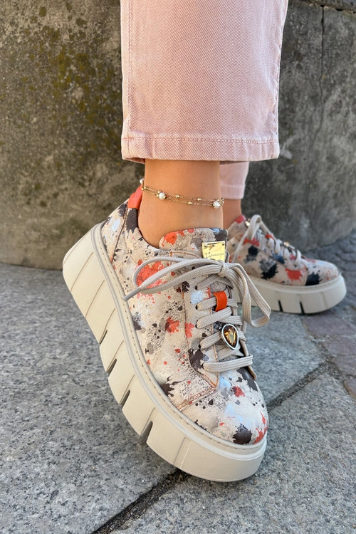 Skórzane Sneakersy Na Platformie Maciejka 06891-18 Beżowe