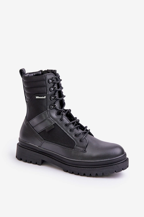 Skórzane Trapery Botki Męskie Ocieplane Big Star OO174164 Czarne