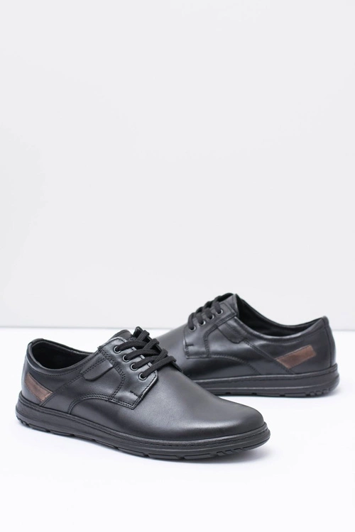 Czarne Męskie Półbuty Casual Manifesto