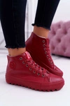 Trampki Damskie Big Star Wysokie Ocieplane Czerwone EE274112