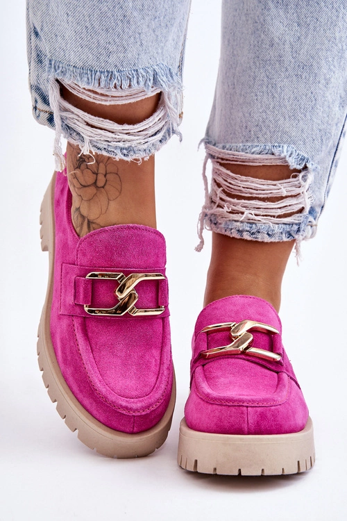 Modne Zamszowe Półbuty Loafery Fuksja Lemar Rayhan