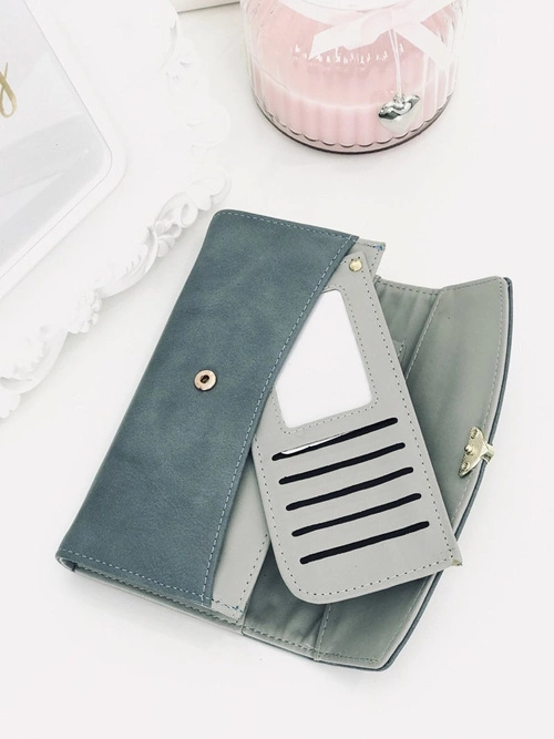 Duży Damski Niebieski Portfel z Serduszkiem