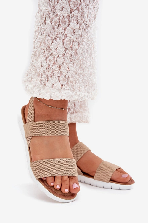 Klasyczne Sandały Damskie Wsuwane Beżowe Felira