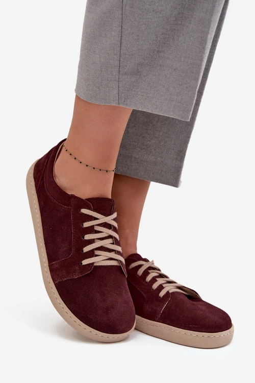 Trampki Typu Barefoot Z Naturalnego Zamszu Zazoo 314 Bordowe