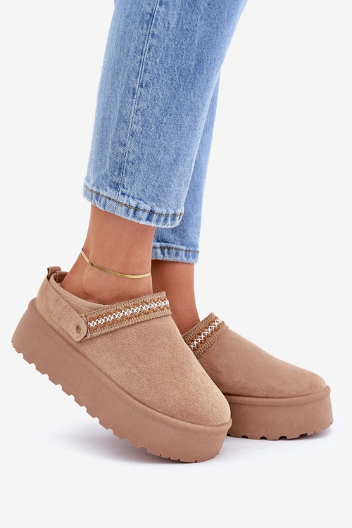 Śniegowce Z Ozdobnym Haftem Beżowe Selithria