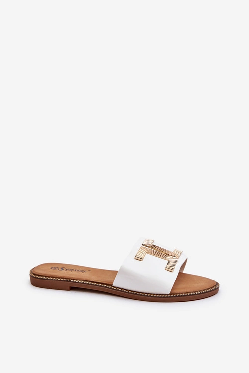 Klapki Damskie Z Ozdobą Białe Ollavia